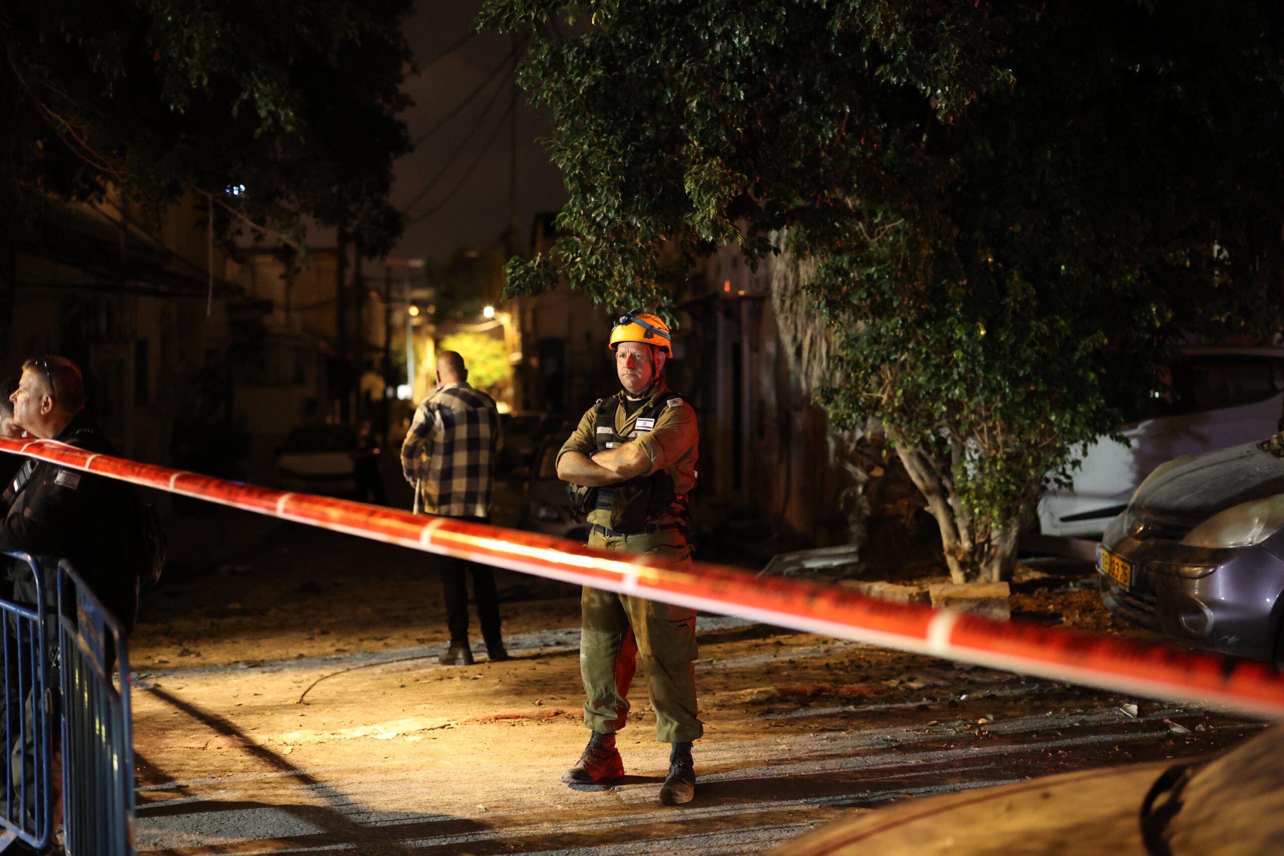 "Israeli security forces inspecting the scene at the Allenby Bridge crossing between Jordan and the West Bank after an attack."