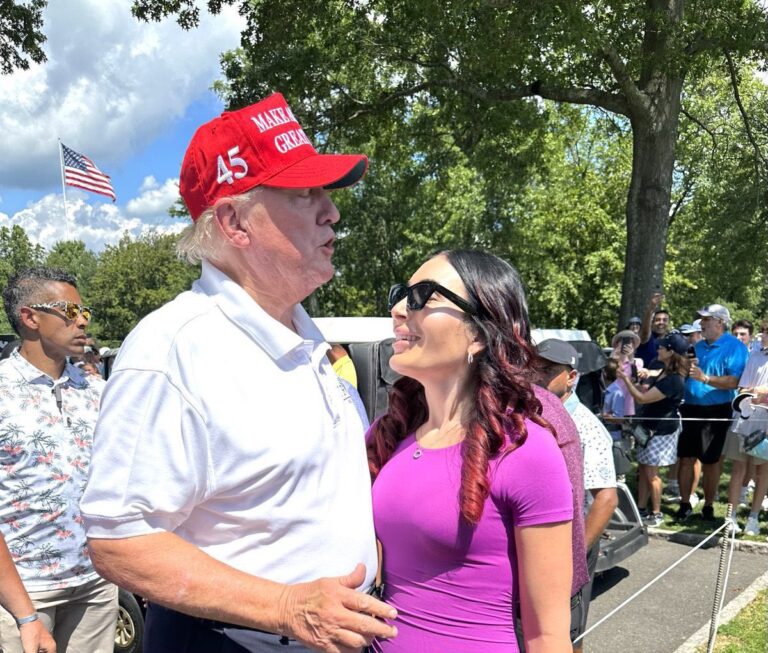 Laura Loomer at a press event with a concerned expression, and Bill Maher on stage during his show, illustrating the ongoing defamation dispute.