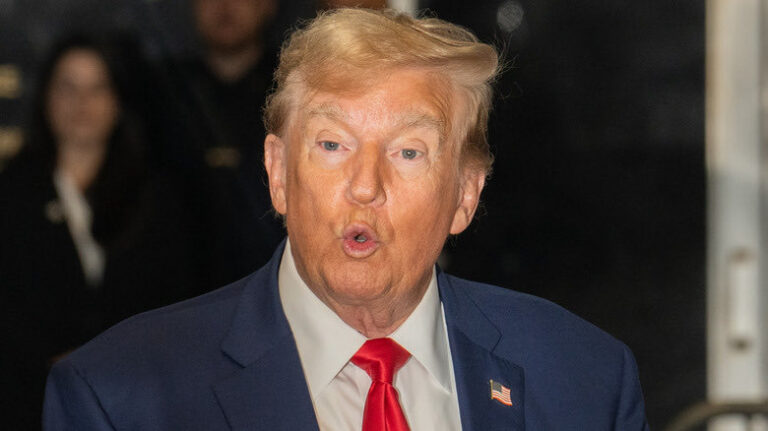 Donald Trump at a press conference accusing President Biden and Vice President Harris of inciting violence following a thwarted assassination attempt.