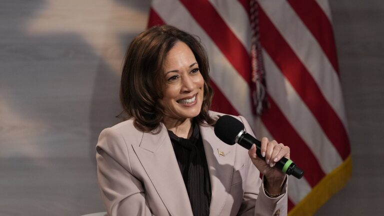 Kamala Harris and Donald Trump during the 2024 presidential campaign discussions in Michigan and Pennsylvania.