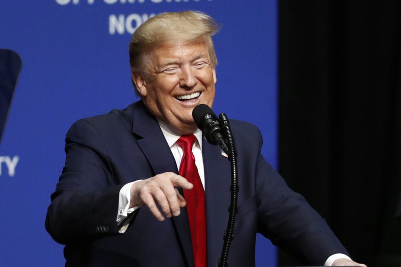 Donald Trump speaks at a rally in Erie, Pennsylvania, attacking Joe Biden and Kamala Harris while advocating for rough policing and making false election fraud claims.