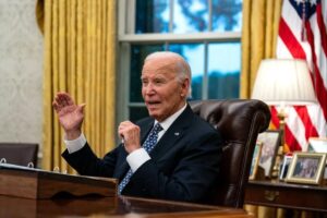 President Biden addresses the media about tensions between Israel and Iran.