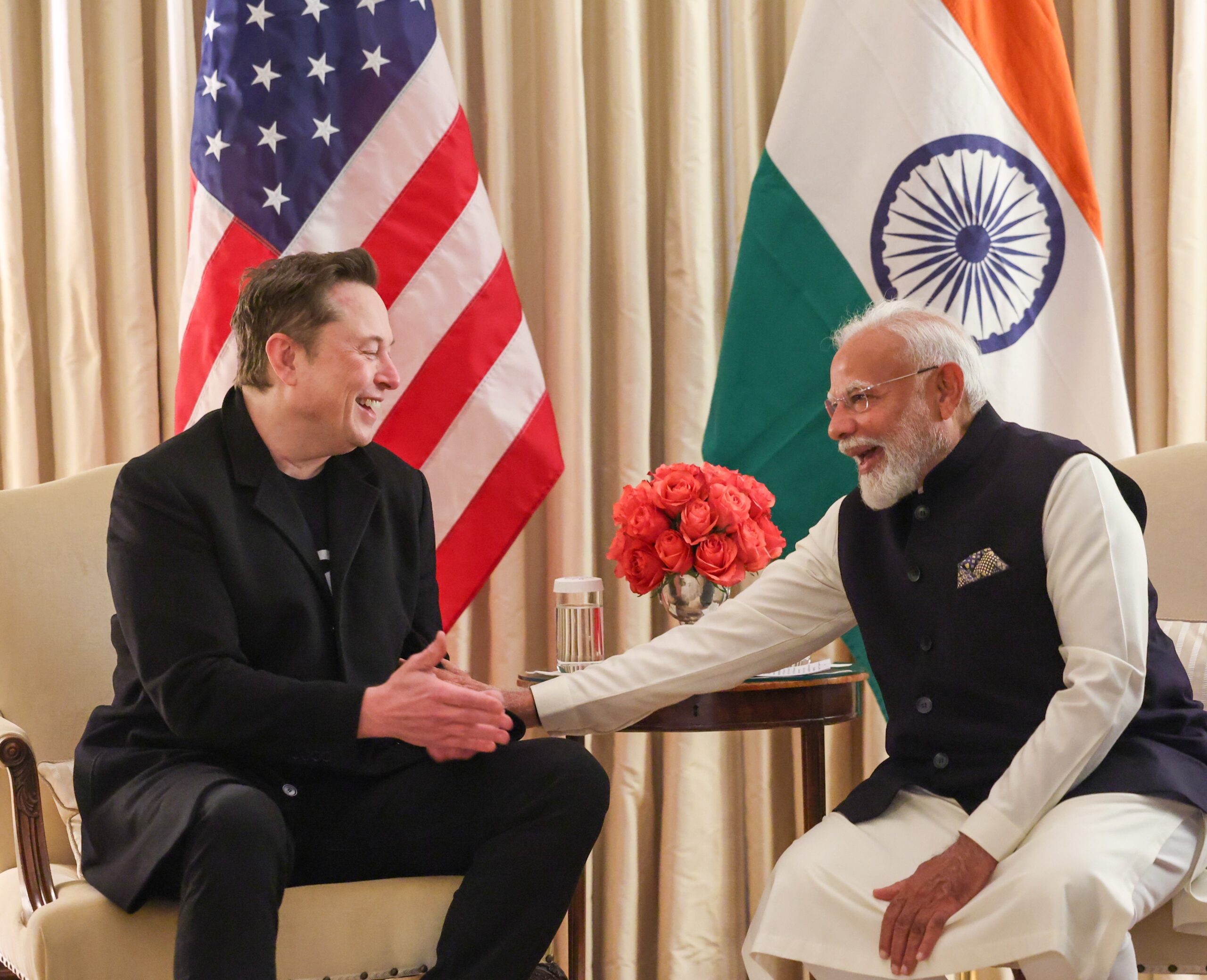 Prime Minister Narendra Modi meets Elon Musk in Washington DC, discussing innovation and India-US collaboration.